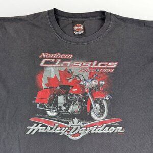 Y2K Harley Davidson Motorcycles Mens Niagara Falls Shirt Double Sided Shirt 3XL